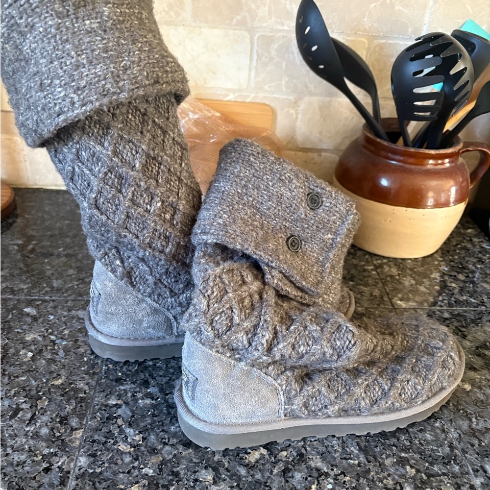 UGG Charcoal Cable Knit Women's Boots